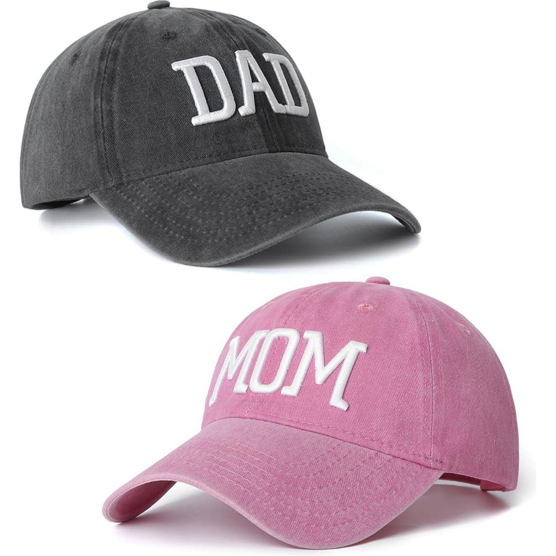 Mom And Dad Hats Set Of 2 Pcs Embroidered Adjustable Baseball Caps Gift For Parents Couples Classic Mom Dad Gifts Hat,Does not Apply