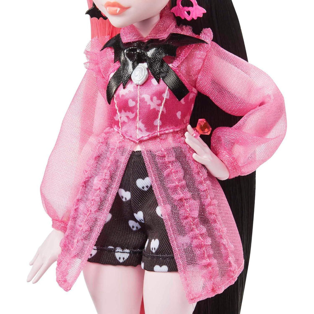 Monster High Doll, Draculaura With Pink And Black Hair In Signature Look With Fashion Accessories And Pet Bat Count Fabulous,