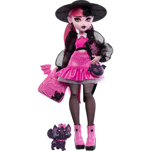Monster High Draculaura Doll With Pet Bat-Cat Count Fabulous And Accessories Like Backpack, Spell Book, Bento Box And More,