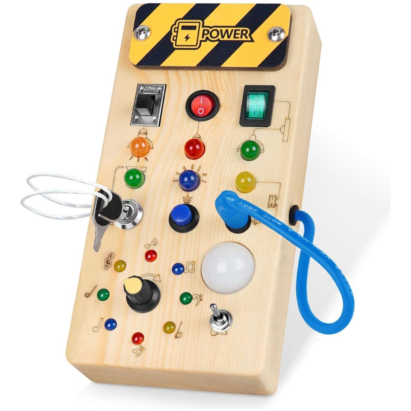 Montessori LED Light Switch Busy Board, 8 Sensory Activities for Toddlers 1+ Travel Toy