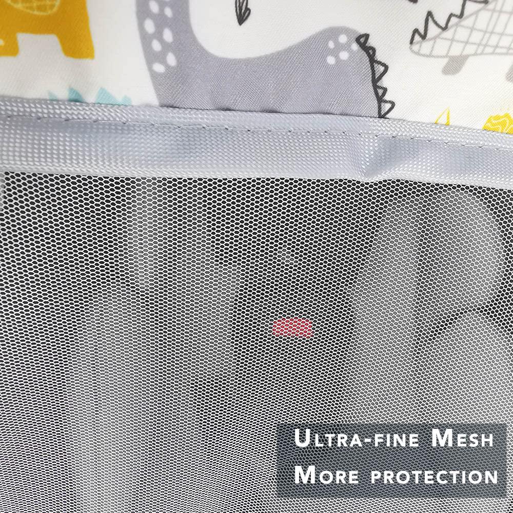 Mosquito Net For Baby CarSeat Car Seat Net For Newborn Carrier Breathable Mesh Net For Infant Car Seats, Stroller And Bassinets, Carrier, Elastic Edge, Kick Proof, Dinosaur, White, Patent Design,