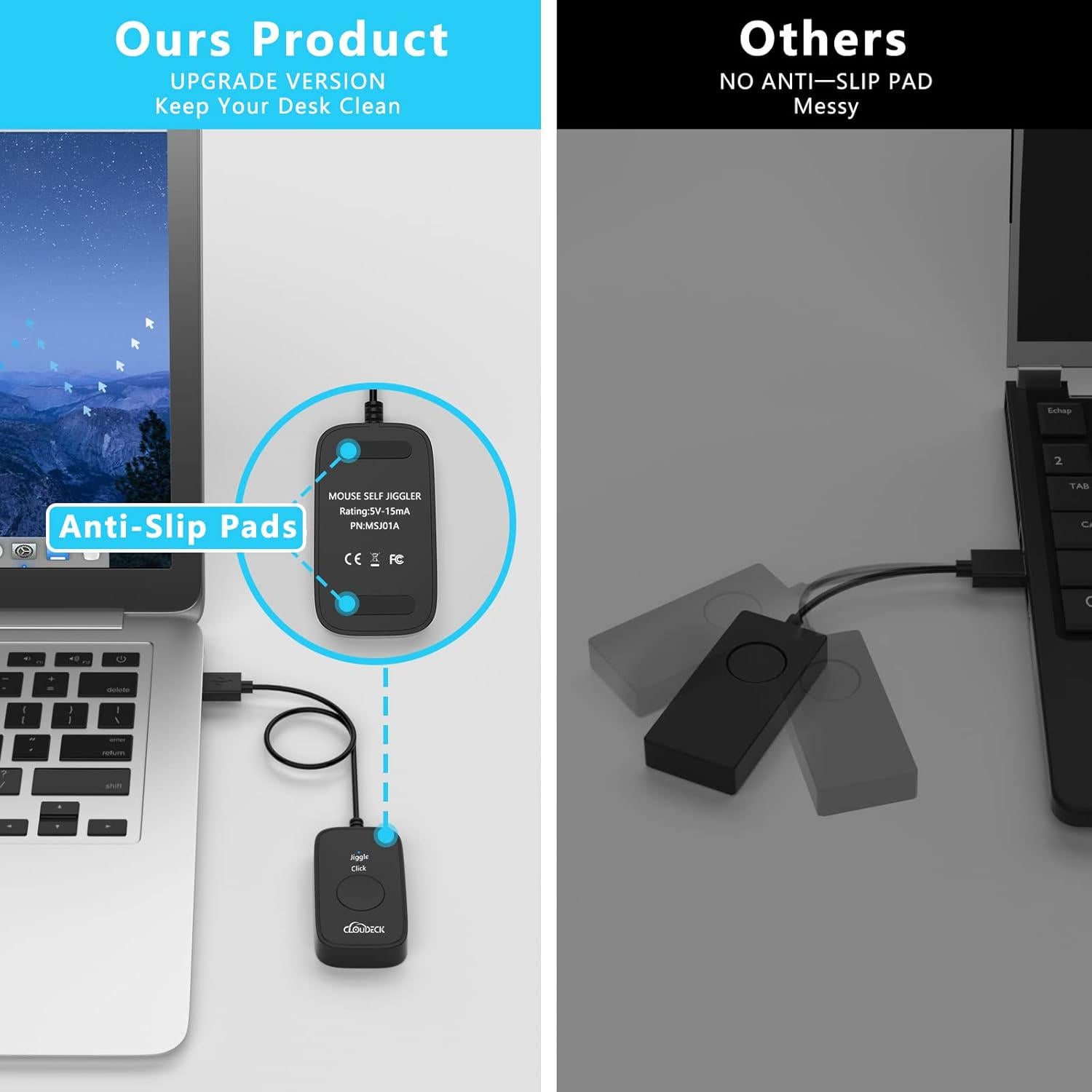 Mouse Jiggler Undetectable For Computer, USB Mouse Mover, Gaming Automatic Continuous And Assistive Click Device, Plug And Play, Simulate Mouse Pointer Movement To Prevent PC Going Sleep,