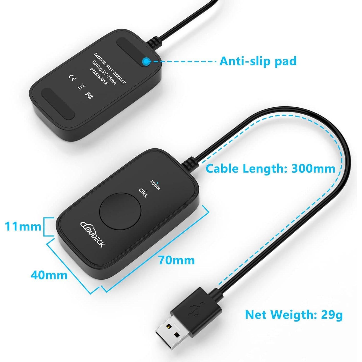 Mouse Jiggler Undetectable For Computer, USB Mouse Mover, Gaming Automatic Continuous And Assistive Click Device, Plug And Play, Simulate Mouse Pointer Movement To Prevent PC Going Sleep,