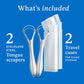 Mouthology Tongue Scraper for Adults, 2-Pack, Stainless Steel, Reduces Bad Breath, Easy to Use, Tongue Cleaner