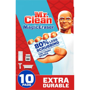 Mr Clean Magic Eraser Extra Durable, Multi-Purpose Cleaner, Shoe, Bathroom, Shower & Car Window Cleaner, 10 Count
