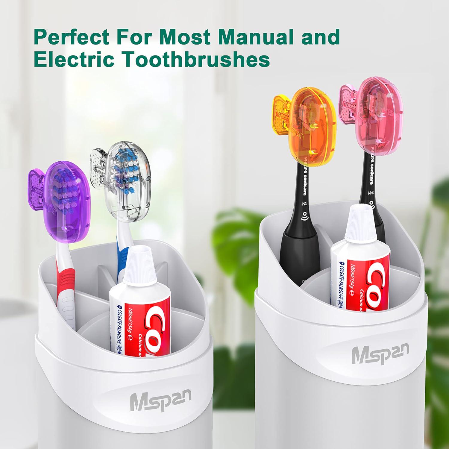 Mspan Electric Toothbrush Head Cover: Sonic Toothbrush Cap Travel Protector Plastic Brush Pod Protection Clip Case Value Pack,