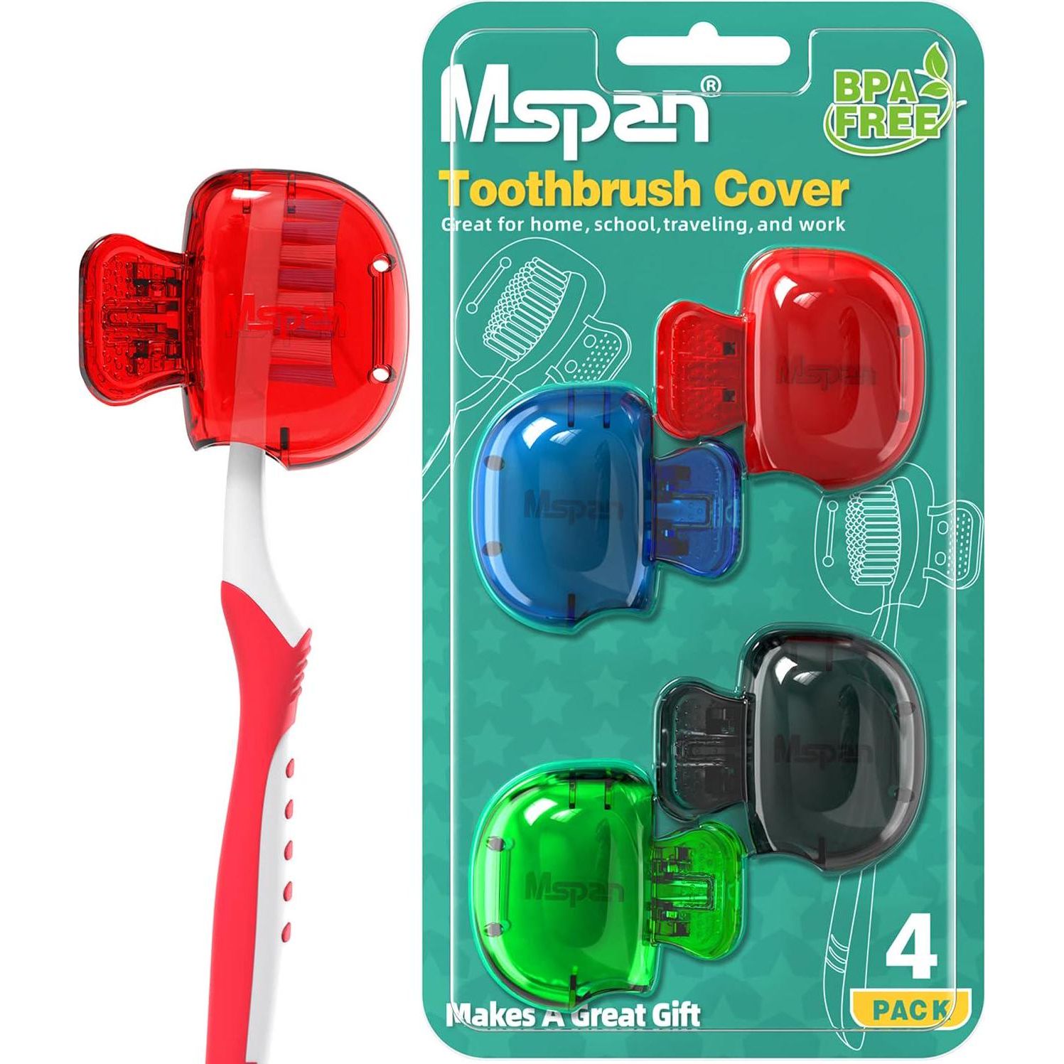 Mspan Toothbrush Head Cover Cap: Toothbrush Protector Brush Pod Case Protective Plastic Clip Bathroom Cool Stuff For Household Travel,