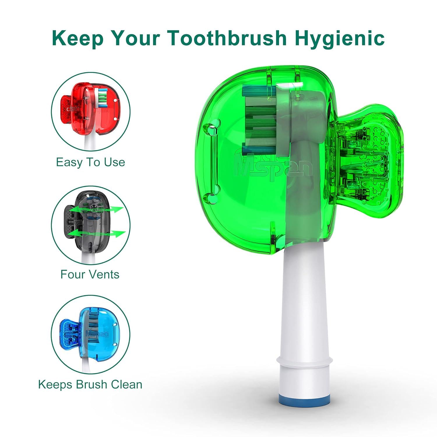 Mspan Toothbrush Head Cover Cap: Toothbrush Protector Brush Pod Case Protective Plastic Clip Bathroom Cool Stuff For Household Travel,