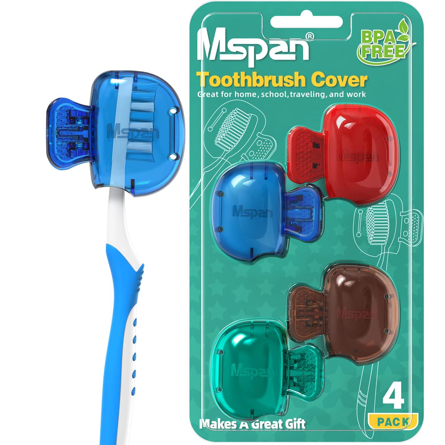 Mspan Toothbrush Head Cover Cap: Tooth Brush Protector Cute Plastic Clip Pod Compatible With Standard And Electric Toothbrush - Travel Case For Traveling And Home - 4 Packs,
