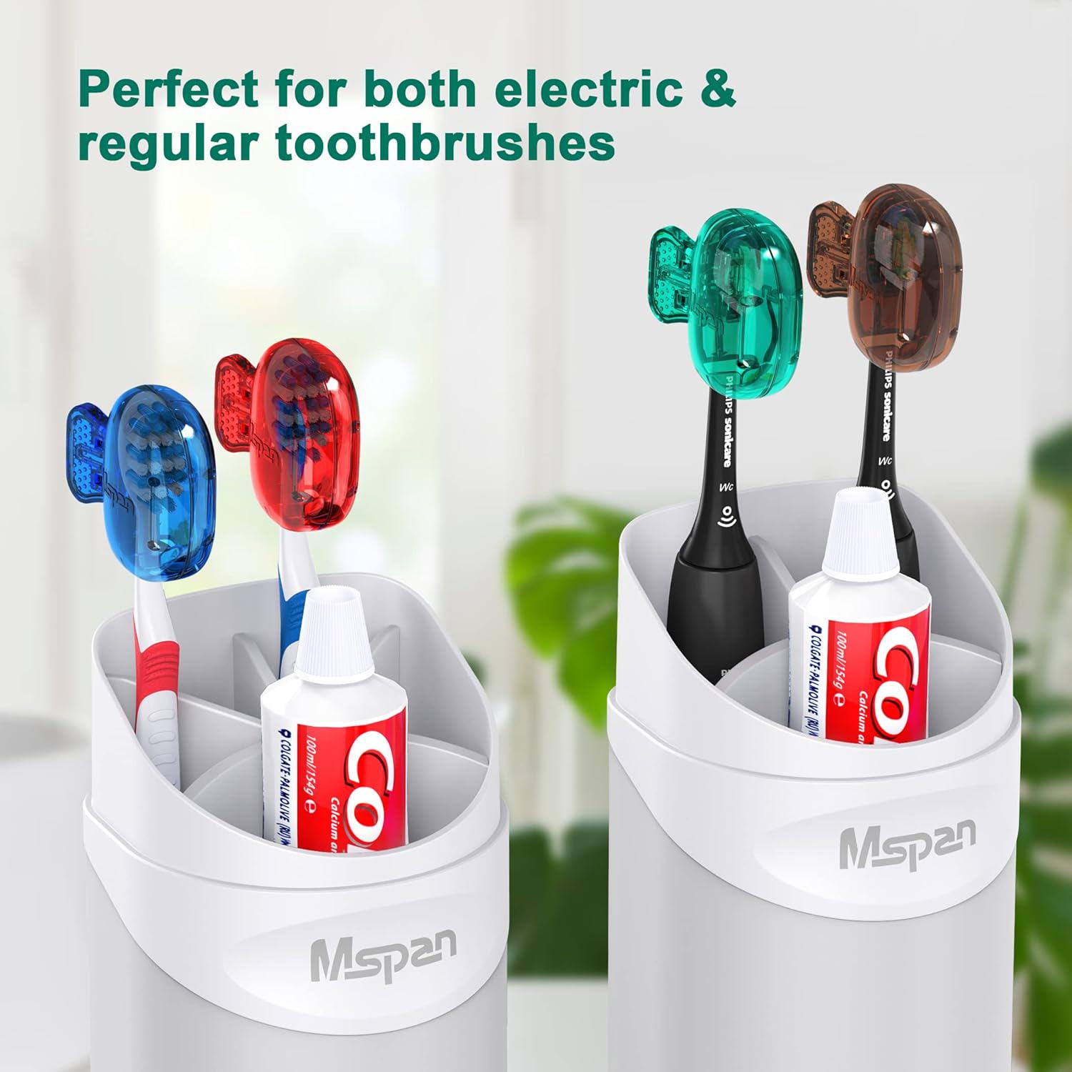 Mspan Toothbrush Head Cover Cap: Tooth Brush Protector Cute Plastic Clip Pod Compatible With Standard And Electric Toothbrush - Travel Case For Traveling And Home - 4 Packs,