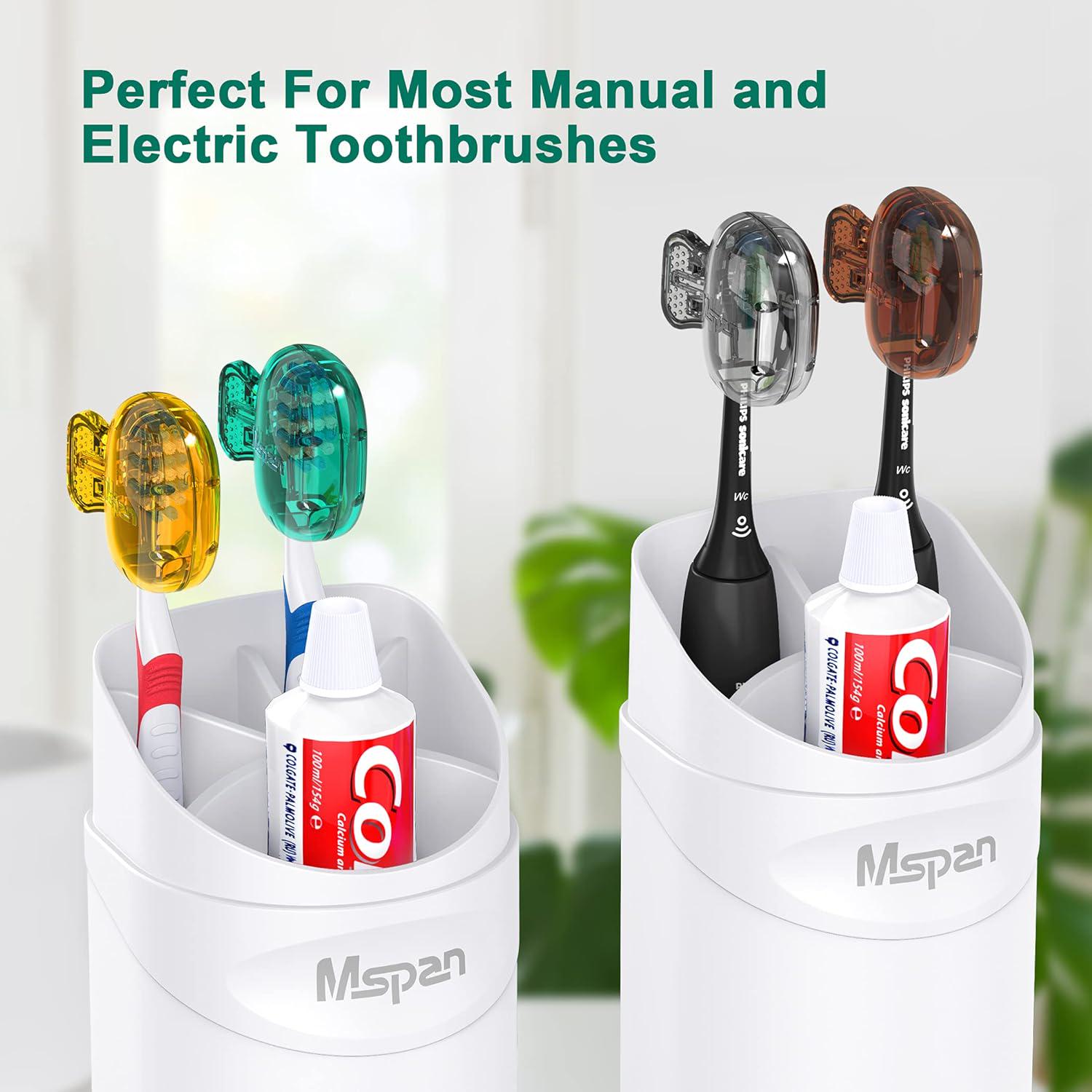 Mspan Toothbrush Protector Travel Cover: Brush Head Cap Cute Clip Case Bulk Guard - Oral Care Accessories Pod For Kids Adults,