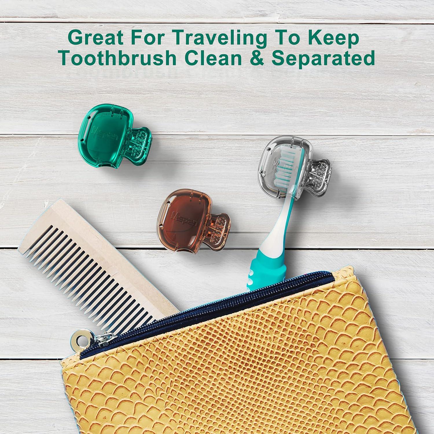 Mspan Toothbrush Protector Travel Cover: Brush Head Cap Cute Clip Case Bulk Guard - Oral Care Accessories Pod For Kids Adults,