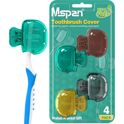 Mspan Toothbrush Protector Travel Cover: Brush Head Cap Cute Clip Case Bulk Guard - Oral Care Accessories Pod For Kids Adults,