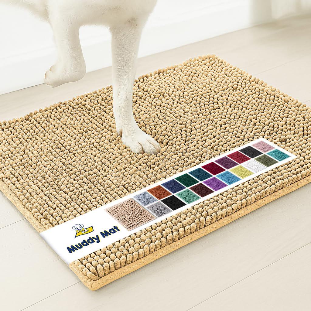 Muddy Mat Beige 35x24 Super Absorbent Microfiber Dog Door Mat Washable Quick Dry Rug for Pets