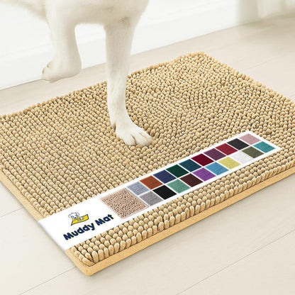 Muddy Mat Beige 35x24 Super Absorbent Microfiber Dog Door Mat Washable Quick Dry Rug for Pets