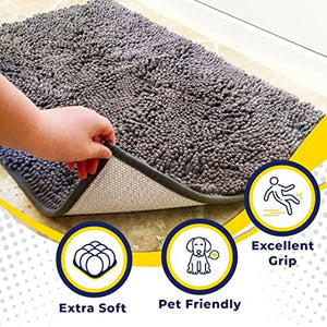 Muddy Mat Super Absorbent Microfiber Pet Door Mat 28x18 Grey Quick Dry Washable Rug for Muddy Paws