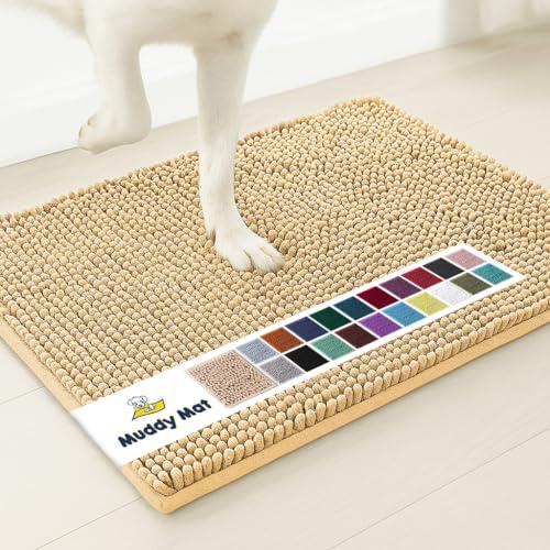 Muddy Mat Super Absorbent 30 x 19 Beige Pet Rug for Muddy Paws Non Slip Quick Dry Machine Washable