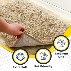 Muddy Mat Beige 35x24 Super Absorbent Microfiber Dog Door Mat Washable Quick Dry Rug for Pets