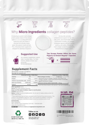 Micro Ingredients Multi Collagen Protein Powder, 2lbs, Hydrolyzed Collagen Peptides Type I-V, Biotin, Hyaluronic Acid, Keto & Paleo Friendly