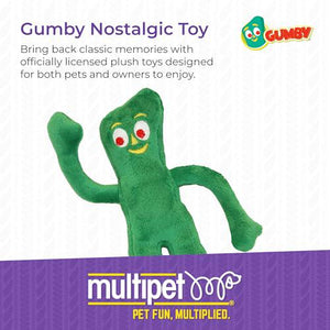 Multipet Gumby Squeaky Dog Plush Toy 9 Inch Soft Stuffed Animal with Flexible Legs and Arms Green