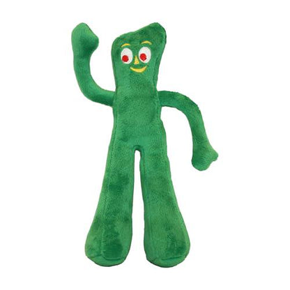 Multipet Gumby Squeaky Dog Plush Toy 9 Inch Soft Stuffed Animal with Flexible Legs and Arms Green