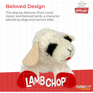 Multipet Lamb Chop Dog Plush Toy, 10”, Cream, 5 Squeakers, Extra Soft Cuddly Stuffed Toy for Small/Medium Dogs