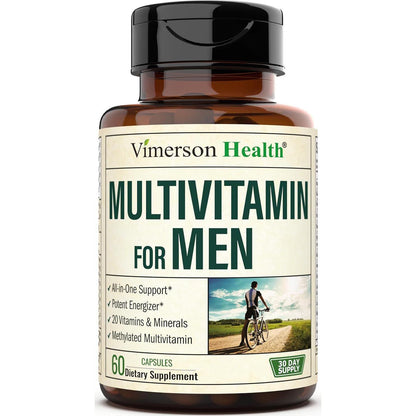 Vimerson Health Multivitamin For Men - Daily Mens Multivitamins And Multiminerals With Vitamin D, Vitamin C, B12 Zinc And More. Essential Vitamins For Men For Energy, Focus, Stamina, Performance, Mens Health. 60 Capsules