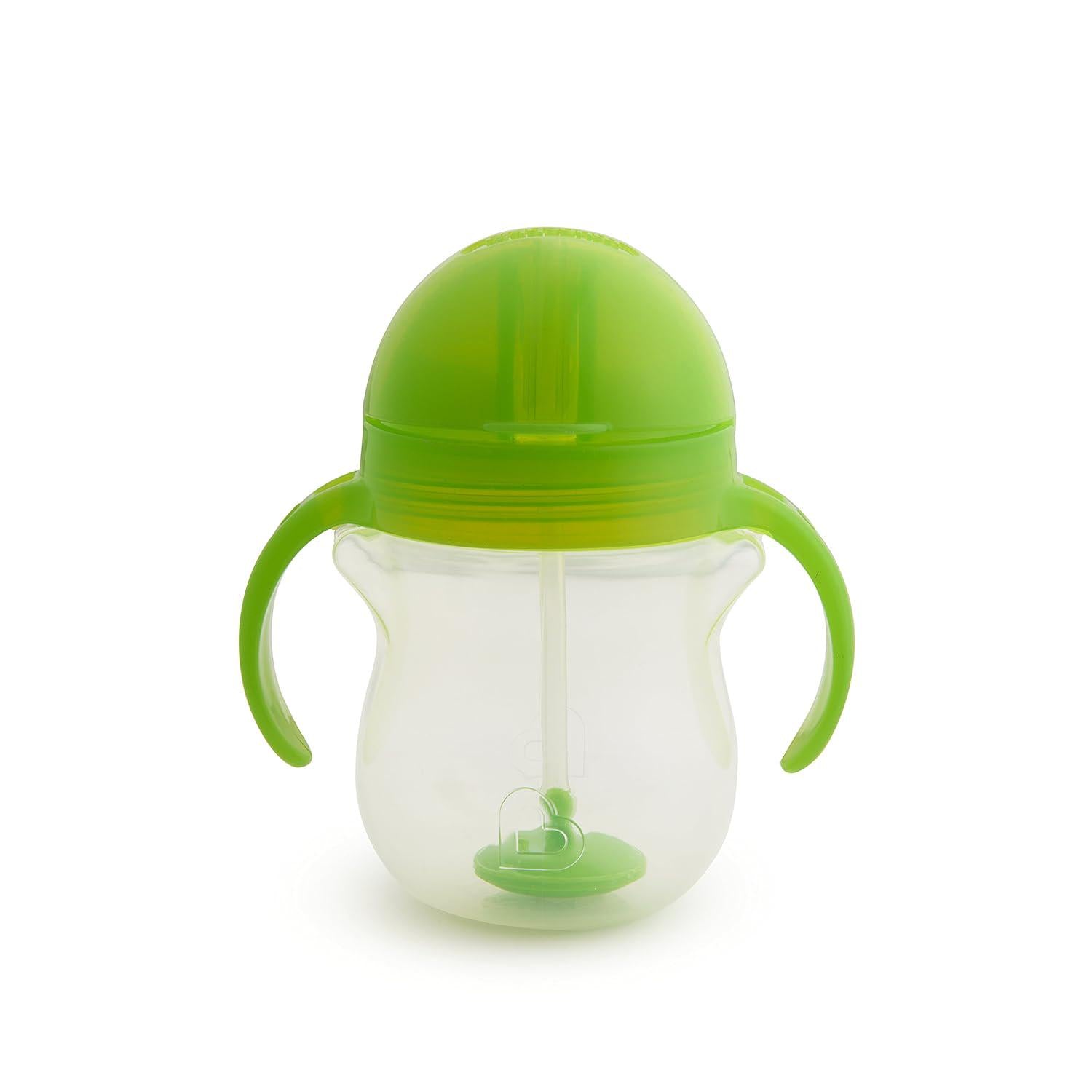 Munchkin Any Angle Sippy Cup For Toddlers, Weighted Straw Trainer Cup With Click Lock Lid, 7 Ounce, Green,735282448539