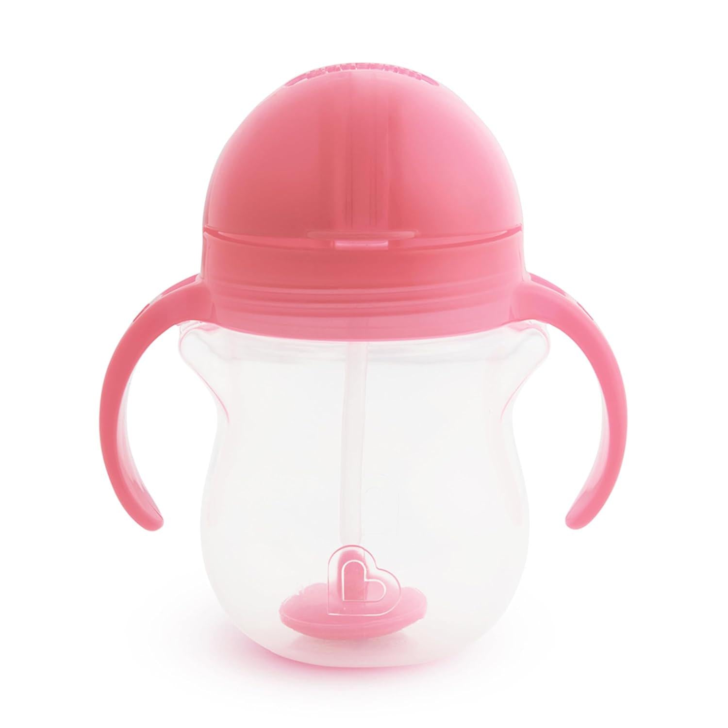 Munchkin Any Angle Sippy Cup For Toddlers, Weighted Straw Trainer Cup With Click Lock Lid, 7 Ounce, 2 Pack, Pink/Purple,735282177996