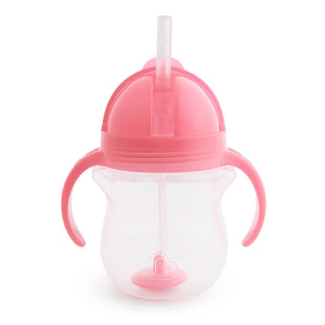 Munchkin Any Angle Sippy Cup For Toddlers, Weighted Straw Trainer Cup With Click Lock Lid, 7 Ounce, Pink,735282108402