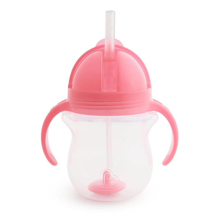 Munchkin Any Angle Sippy Cup for Toddlers, Weighted Straw, 7 oz, Pink, Click Lock Lid