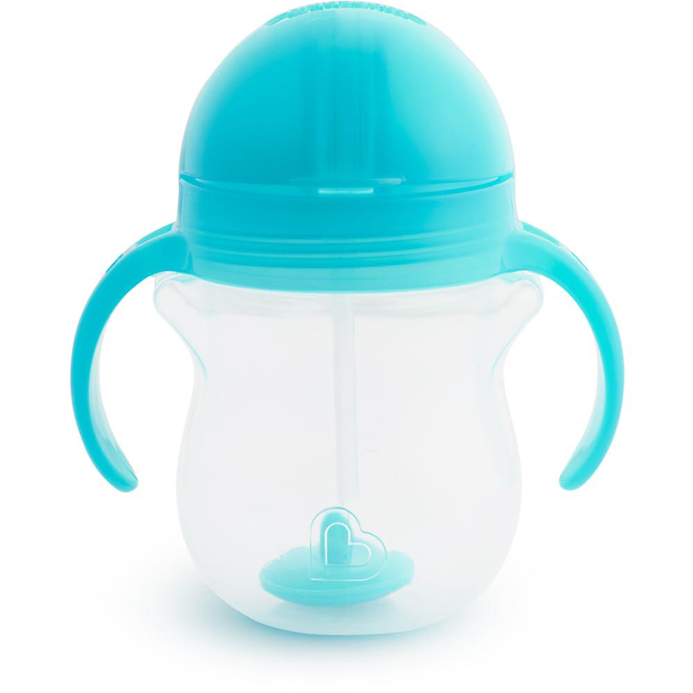 Munchkin Any Angle Sippy Cup For Toddlers, Weighted Straw Trainer Cup With Click Lock Lid, 7 Ounce, Blue,735282158483