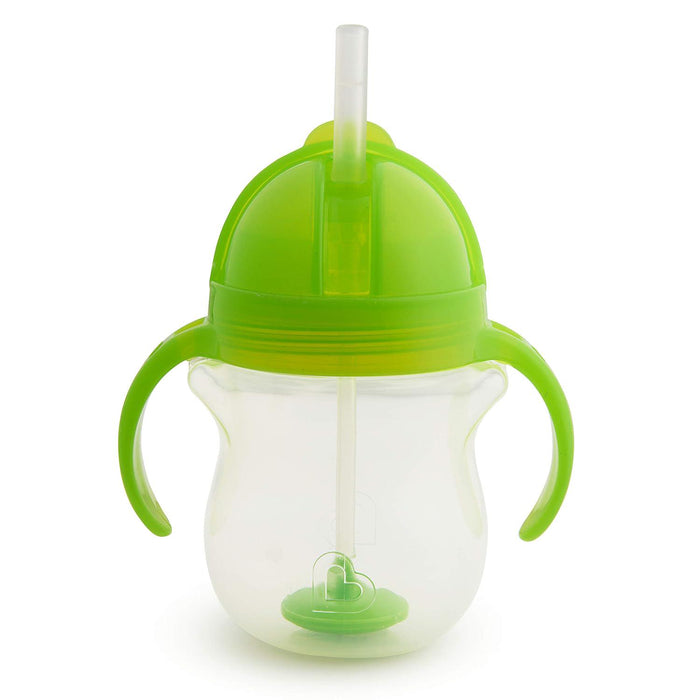 Munchkin Any Angle Sippy Cup for Toddlers, Weighted Straw Trainer, Click-Lock Lid, 7 oz, Green, Leak-Proof & Easy to Use