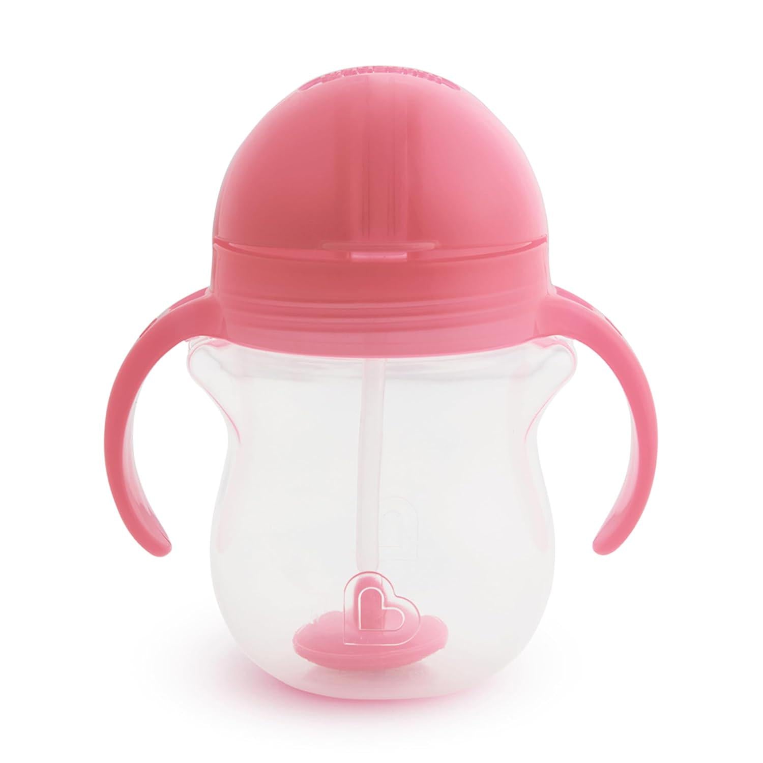 Munchkin Any Angle Sippy Cup For Toddlers, Weighted Straw Trainer Cup With Click Lock Lid, 7 Ounce, Pink,735282108402
