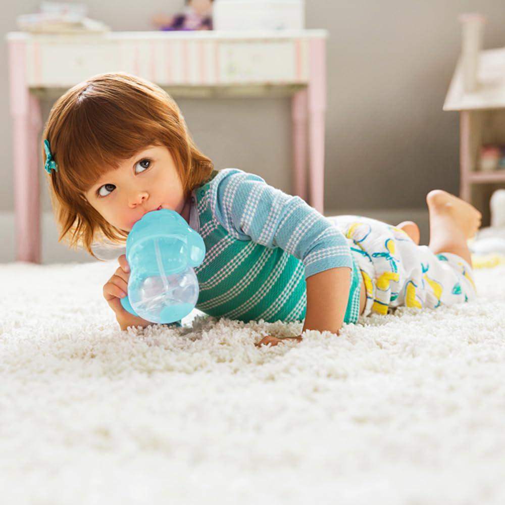 Munchkin Any Angle Sippy Cup For Toddlers, Weighted Straw Trainer Cup With Click Lock Lid, 7 Ounce, Blue,735282158483