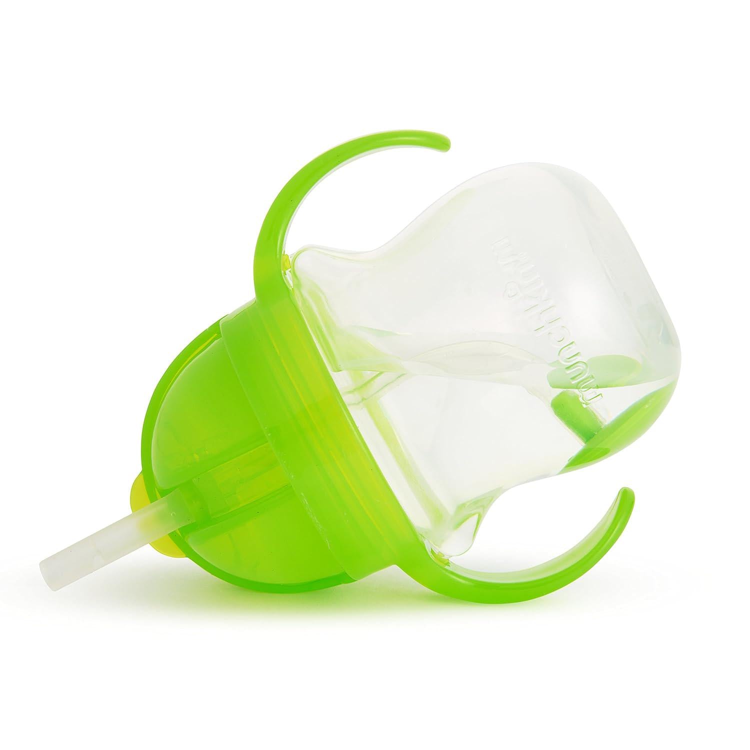 Munchkin Any Angle Sippy Cup For Toddlers, Weighted Straw Trainer Cup With Click Lock Lid, 7 Ounce, Green,735282448539
