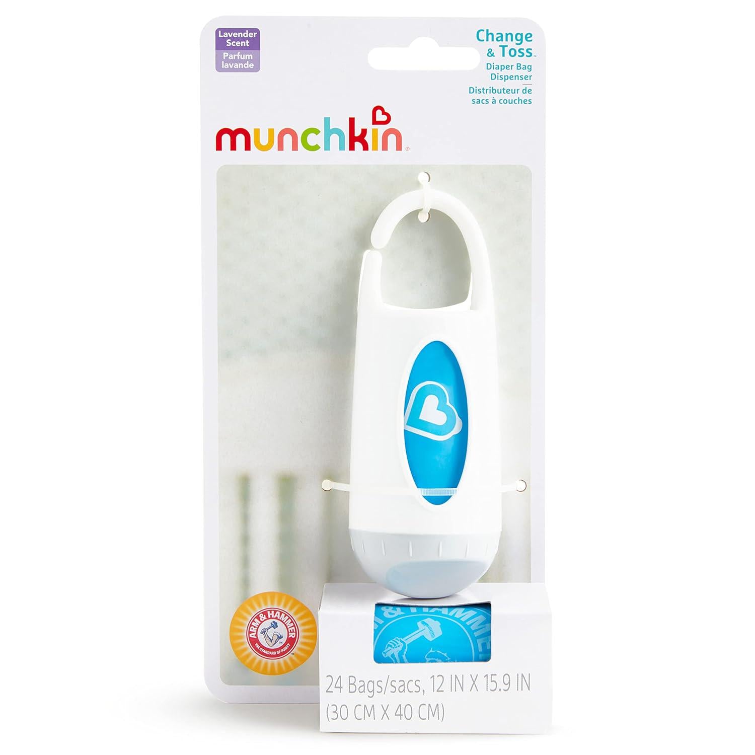Munchkin Arm And Hammer Diaper Bag Dispenser And 24 Diaper Disposal Bags,735282113024