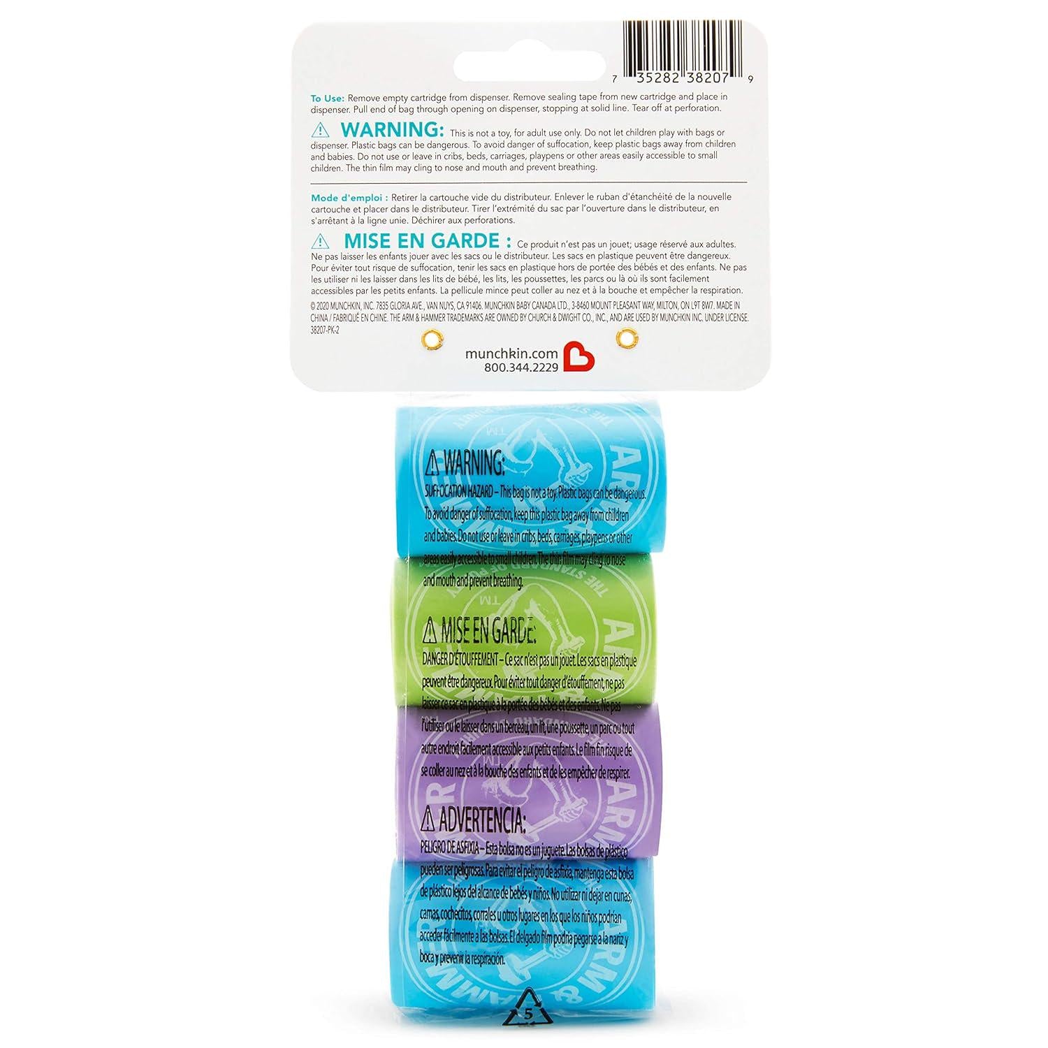 Munchkin Arm And Hammer Diaper Bag Refills, 4 Pack, 48 Bags,735282382079