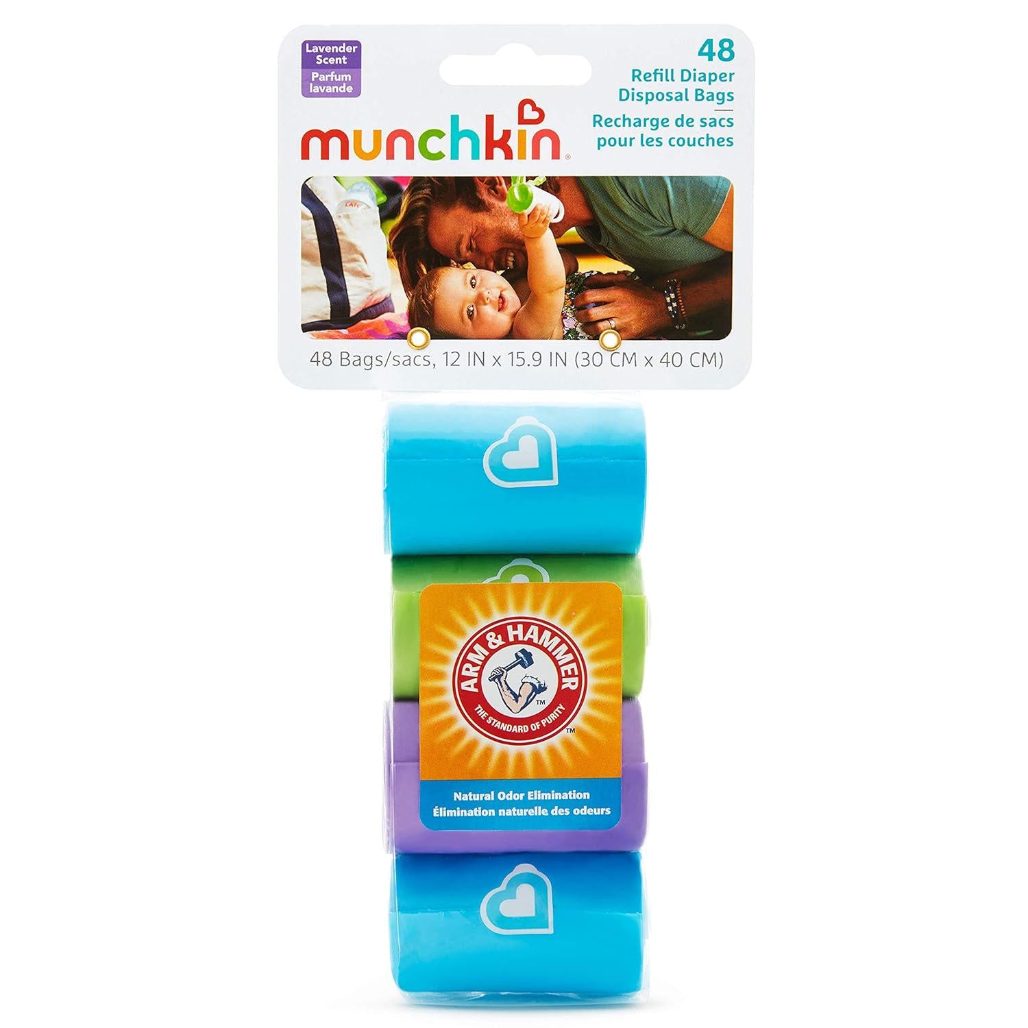 Munchkin Arm And Hammer Diaper Bag Refills, 4 Pack, 48 Bags,735282382079