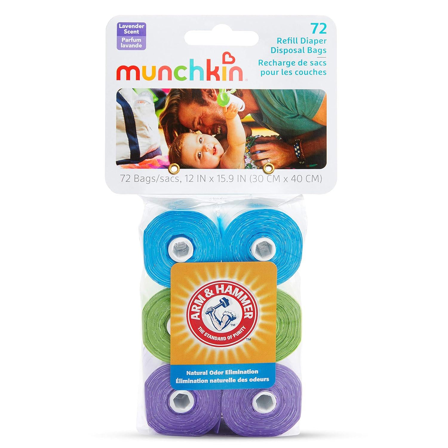 Munchkin Arm And Hammer Diaper Bag Refills, 6 Pack, 72 Bags,735282240423