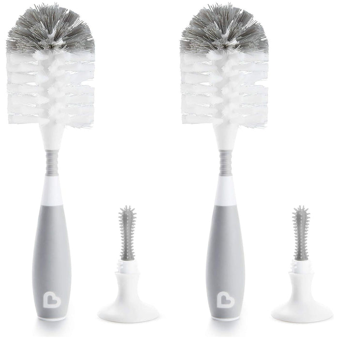 Munchkin Bristle Bottle Brush, 2-Pack, Grey
