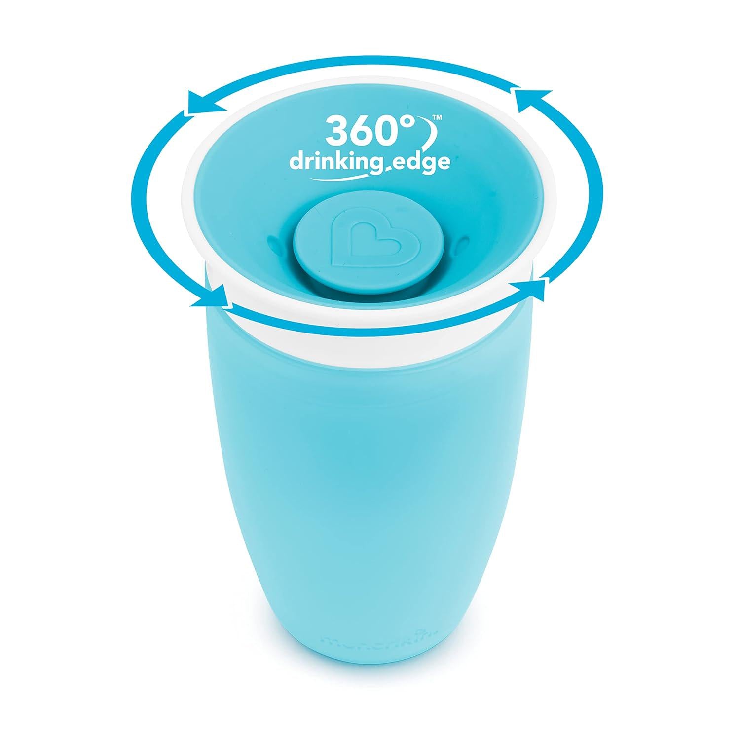Munchkin Miracle 360 Toddler Sippy Cup, Spill Proof, 10 Ounce, Blue/Purple, 2 Count (Pack Of 1),735282179297