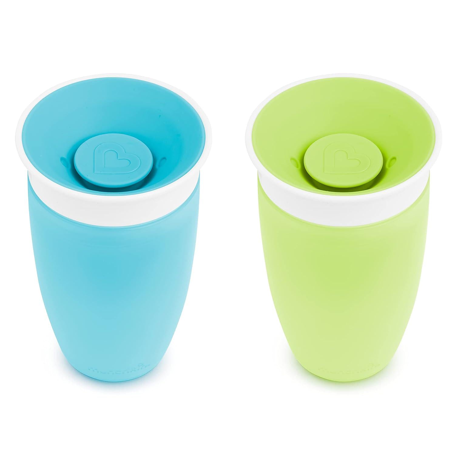 Munchkin Miracle 360 Toddler Sippy Cup, Spill Proof, 10 Ounce, 2 Pack, Green/Blue,735282470202
