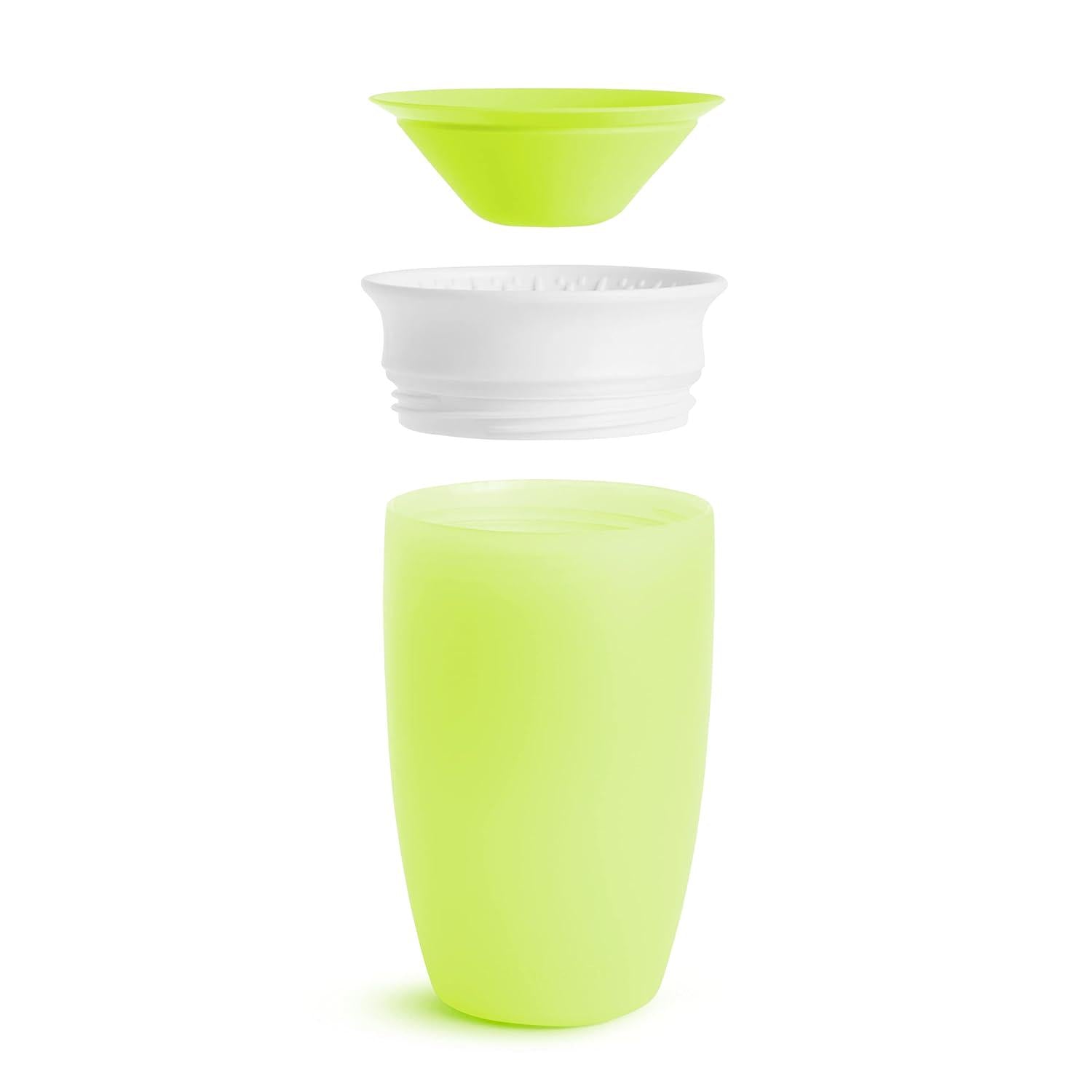 Munchkin Miracle 360 Toddler Sippy Cup, Spill Proof, 10 Ounce, 2 Pack, Green/Blue,735282470202