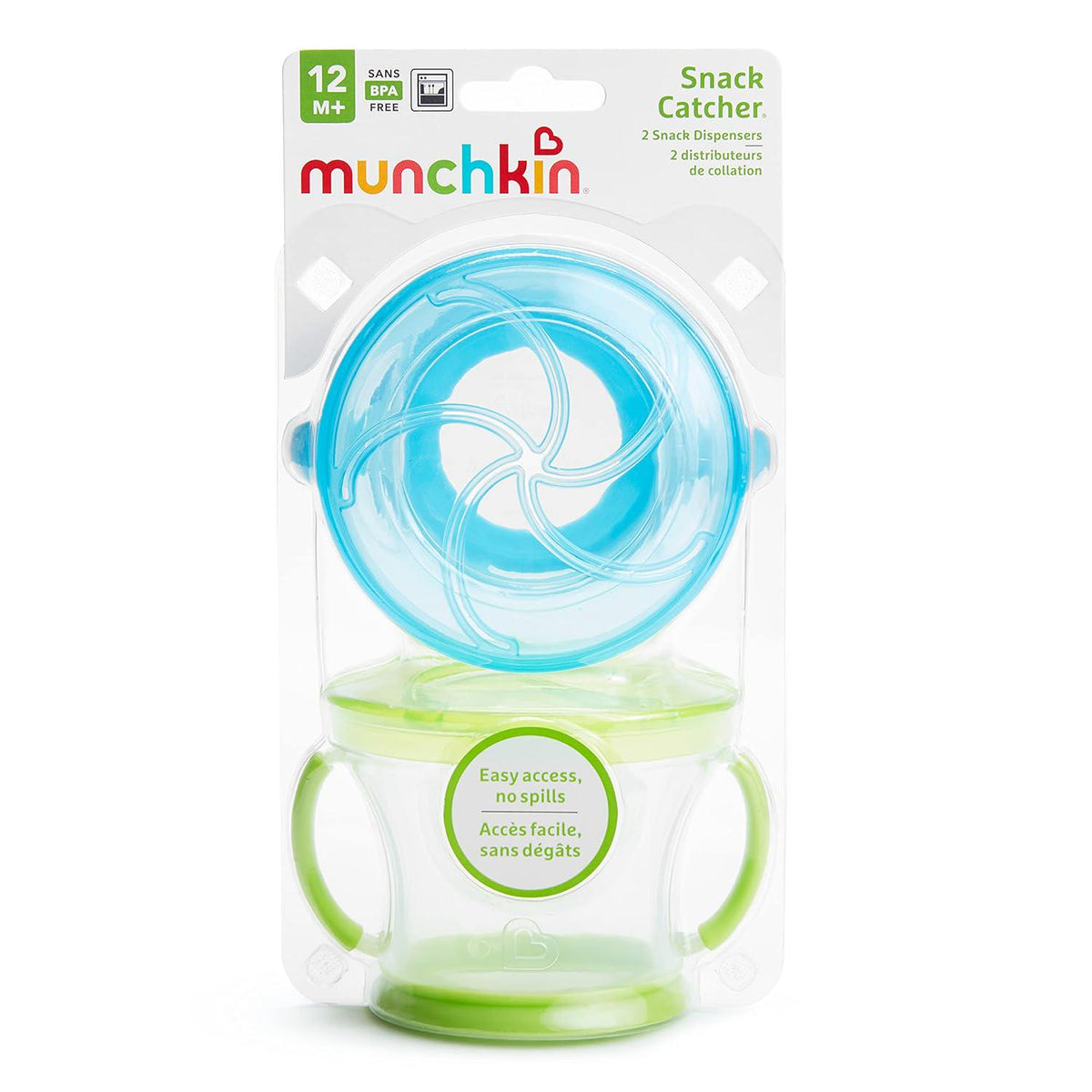 Munchkin Snack Catcher Toddler Snack Cups, 2 Pack, Blue/Green,735282108617