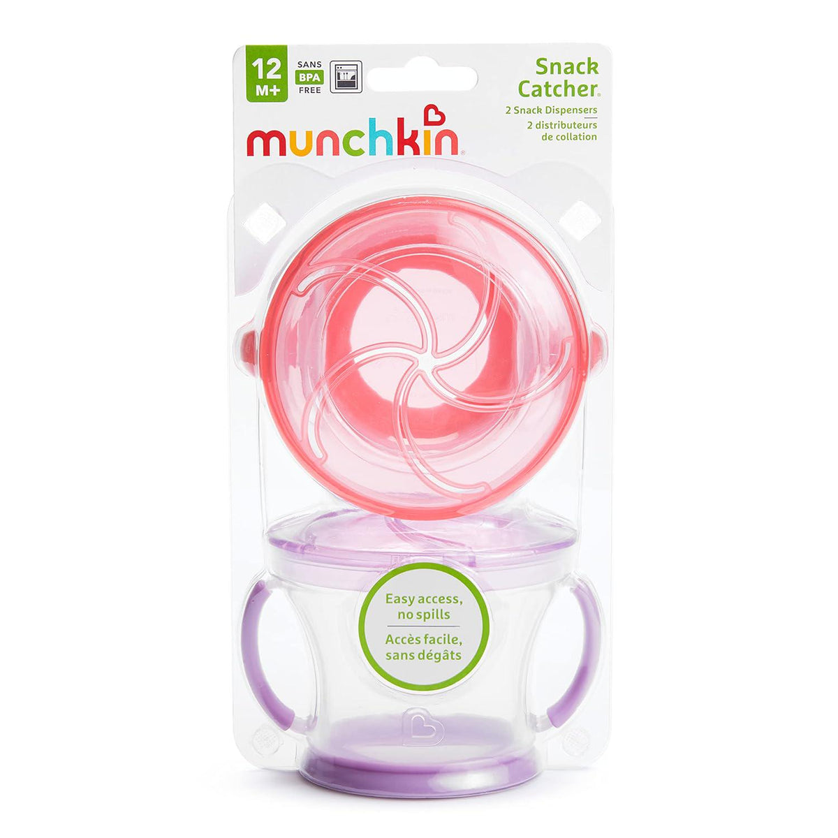 Munchkin Snack Catcher Toddler Snack Cups, 2 Pack, Pink/Purple,735282179242