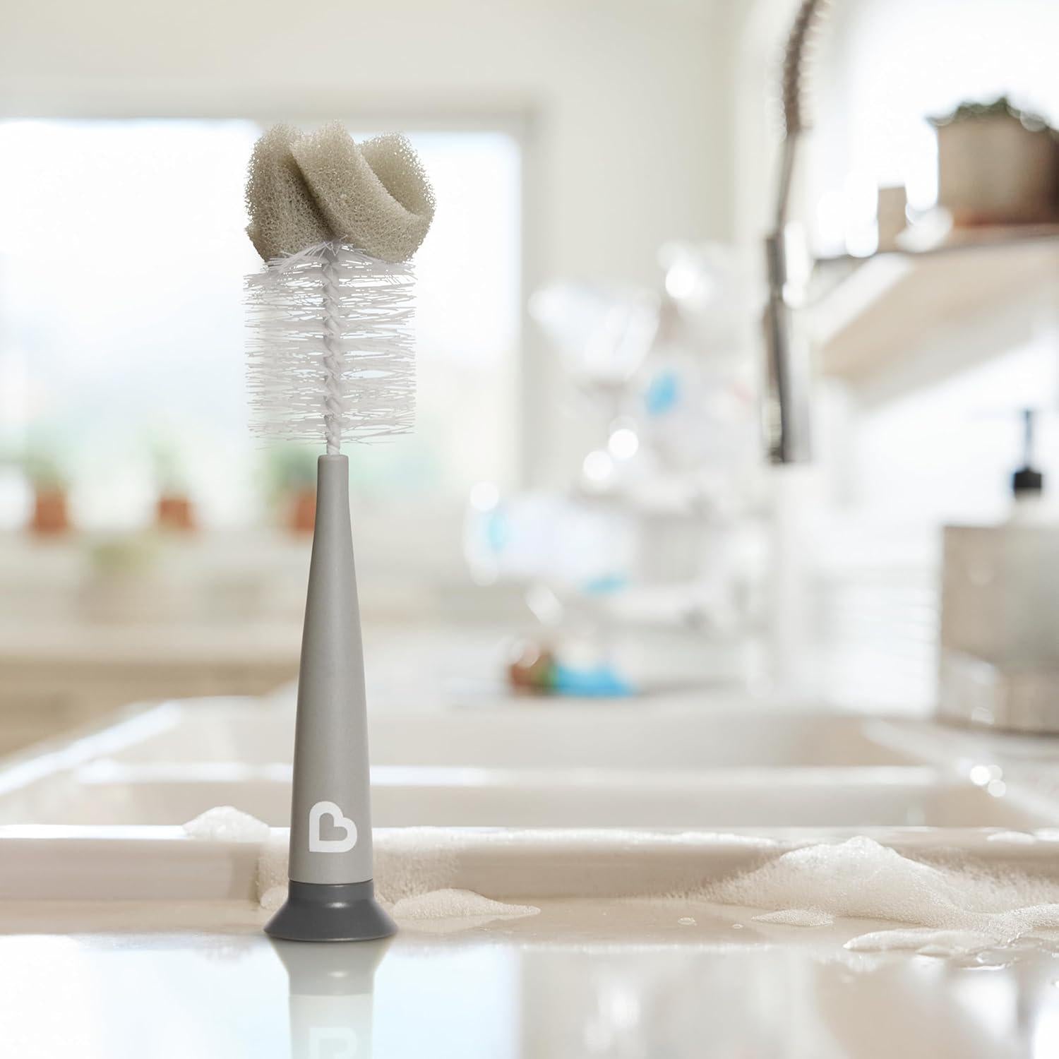 Munchkin Sponge Bottle Brush, Modern Design, 2 Pack, Grey,735282381454