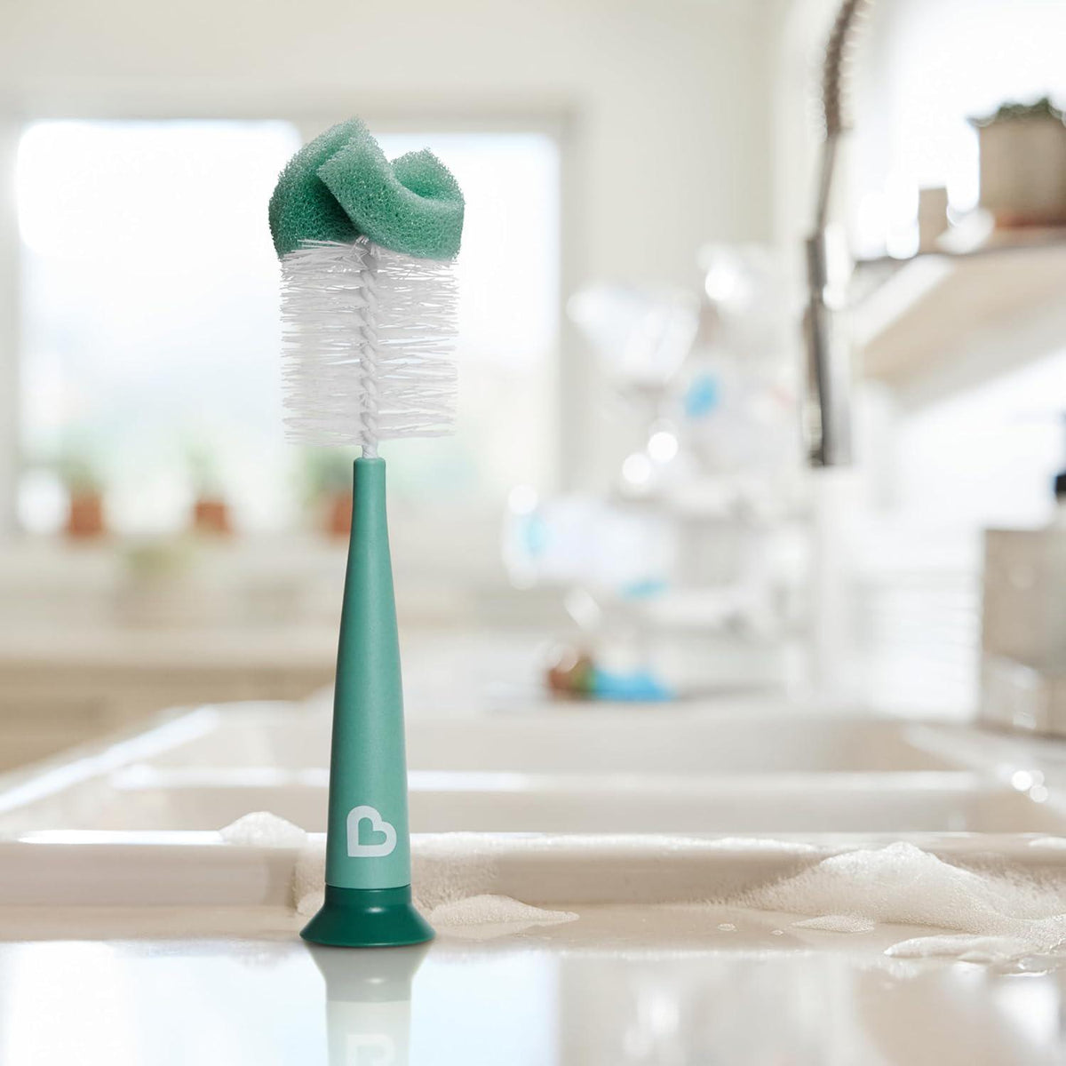Munchkin Sponge Bottle Brush, Modern Design, 2 Pack, Sage,735282381461