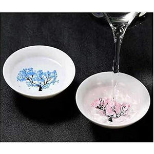 NC Sakura Cup Japanese Ceramic Sake Cups Can Change Color With Temperature Sake Set Color Changing Cups Soju Cups, White, 1 Count (Pack Of 1),609755054629