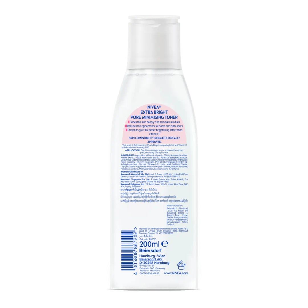 Nivea Extra Bright Pearl Extract 5-In-1 Pore Minimising Toner For Dull/Uneven Skin 200ml,4005808867202
